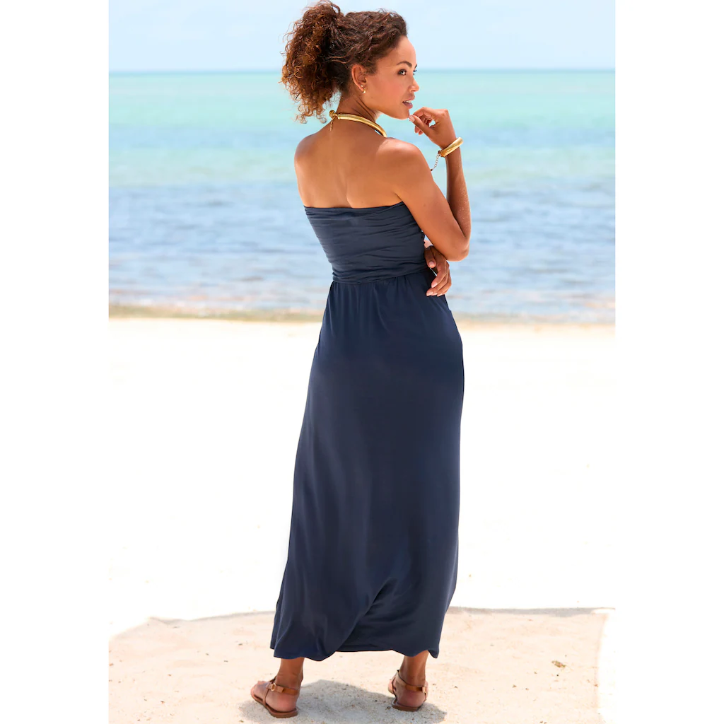 LASCANA Maxikleid Mit Schmalem Oberteil Und Taschen Schulterfrei Sommerkleid Basic