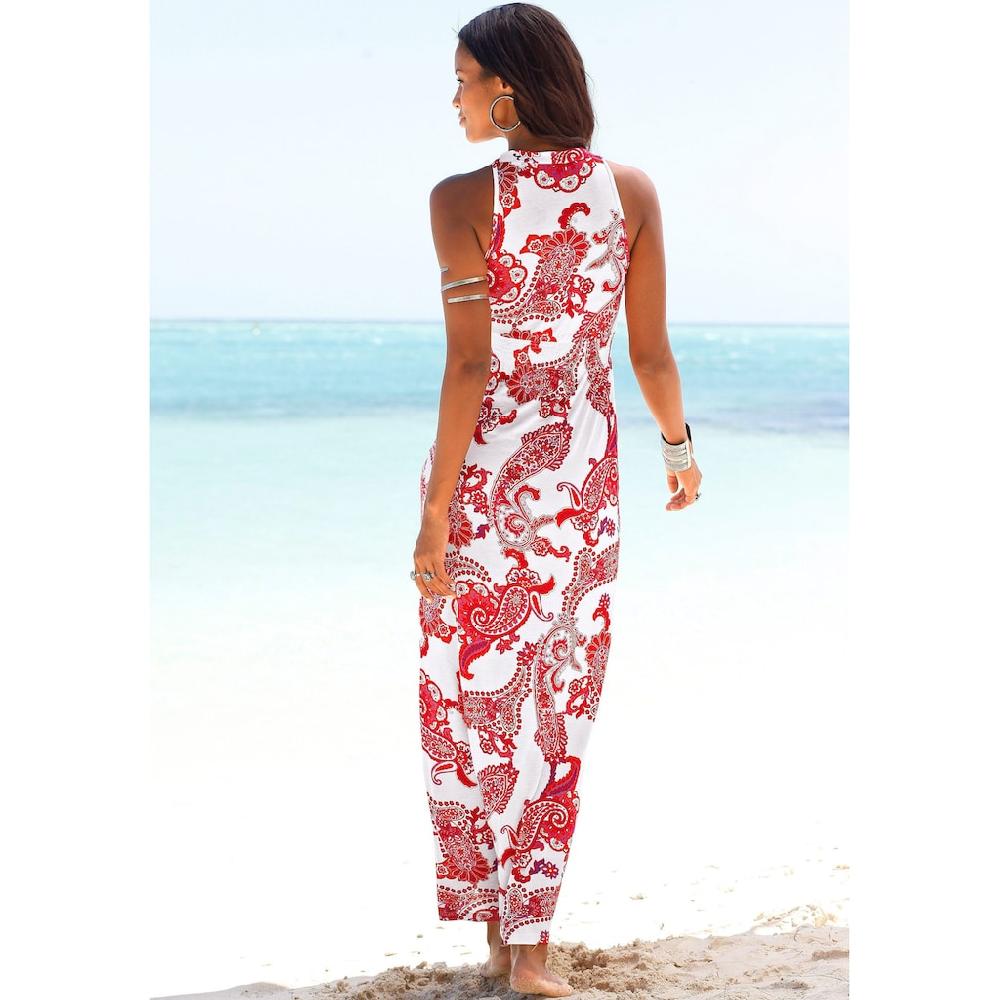 LASCANA Maxikleid Mit Verstellbarem Ausschnitt Sommerkleid Strandkleid