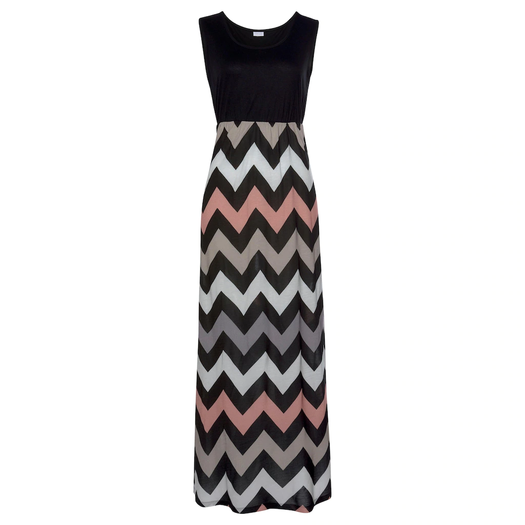 LASCANA Maxikleid Mit Zick-zack-Druck Sommerkleid Strandkleid