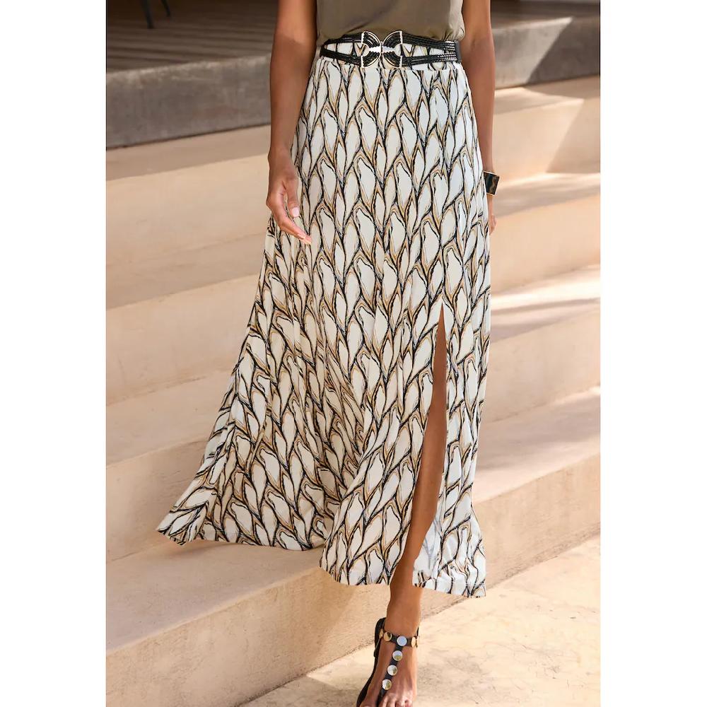 LASCANA Maxirock mit Schlitz Sommerrock Alloverprint