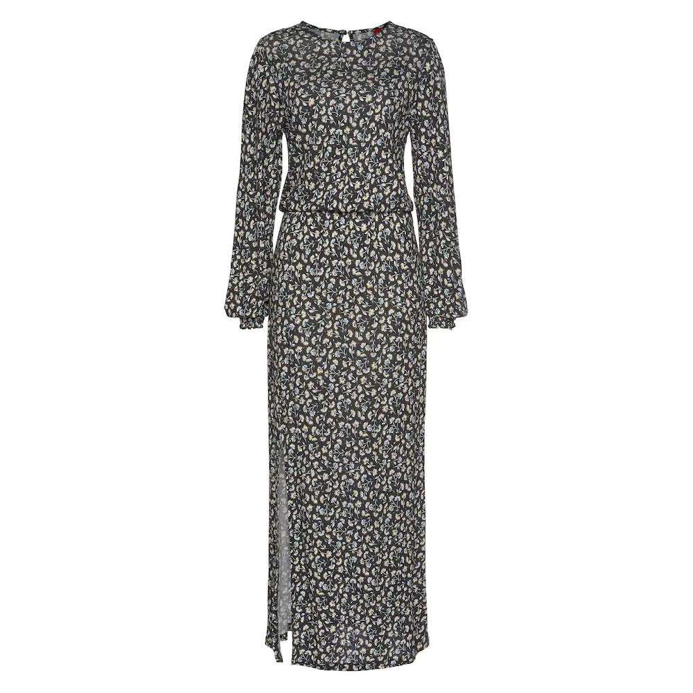 LASCANA Midikleid Mit Blümchendruck Und Beinschlitz Druckkleid Langärmlig