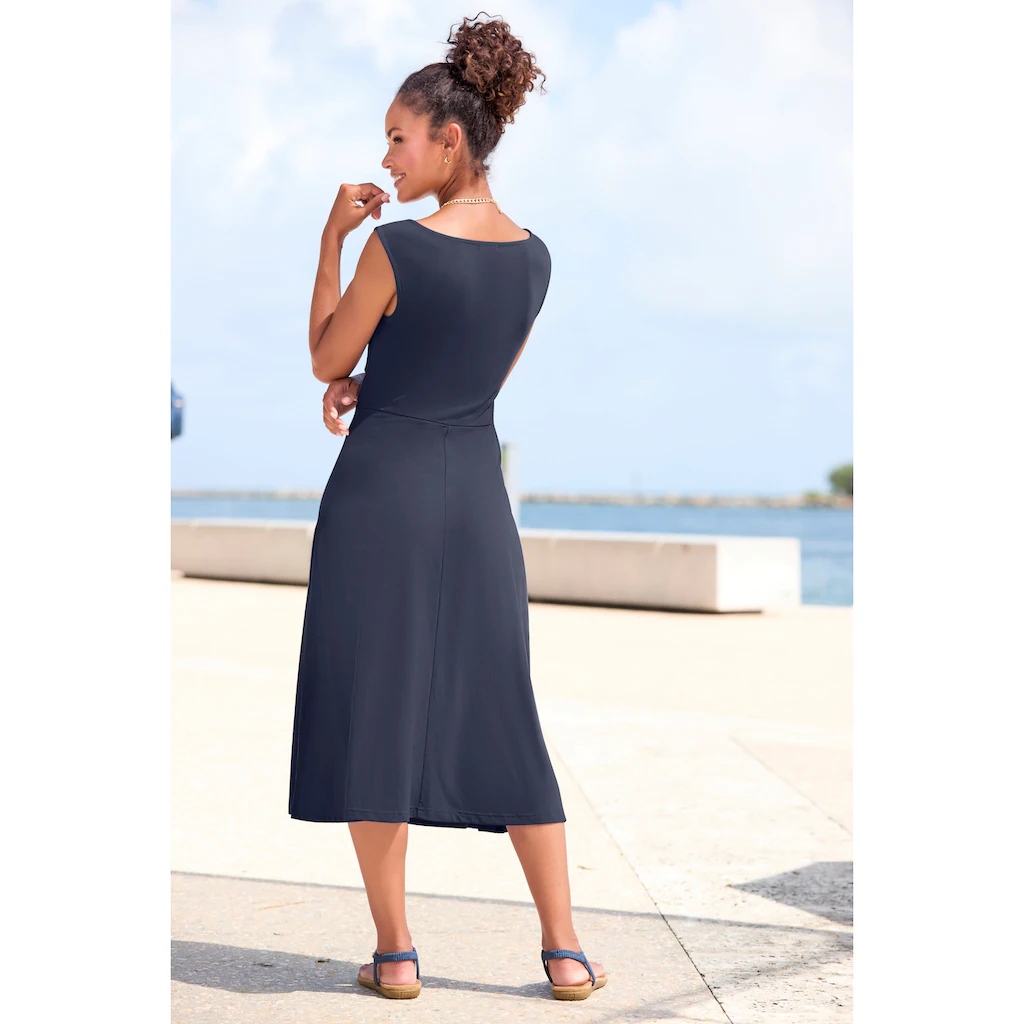 LASCANA Midikleid Mit Dekorativen Riegeln Und Goldenen Zierknöpfen Bügelfrei