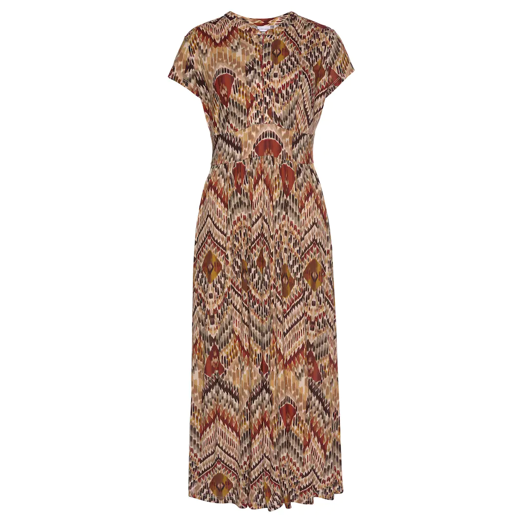 LASCANA Midikleid Mit Ethnoprint Und Reißverschluss Vorne Sommerkleid Strandkleid