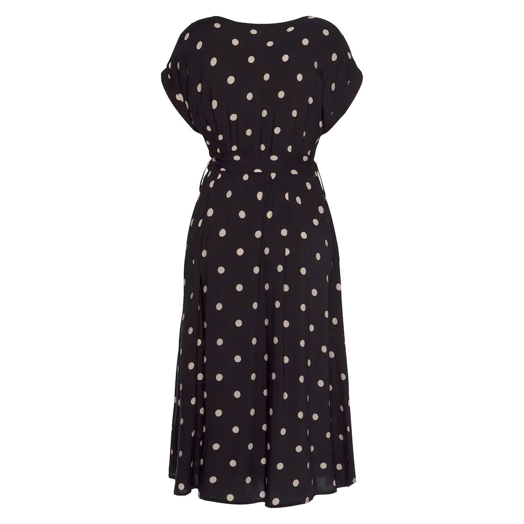 LASCANA Midikleid (mit Gürtel) Mit Punktedruck Und Taschen Sommerkleid