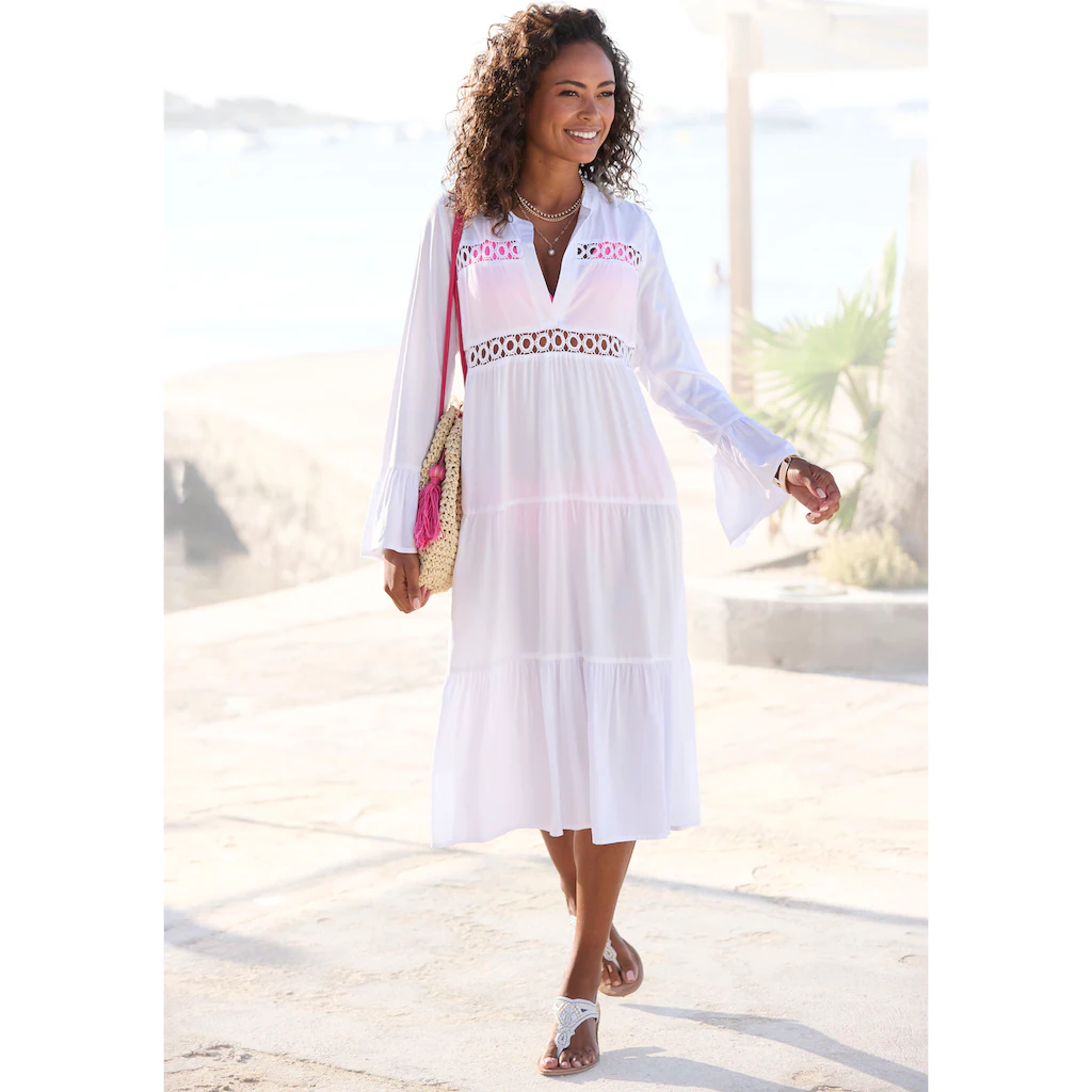 LASCANA Midikleid mit Häkeleinsätzen