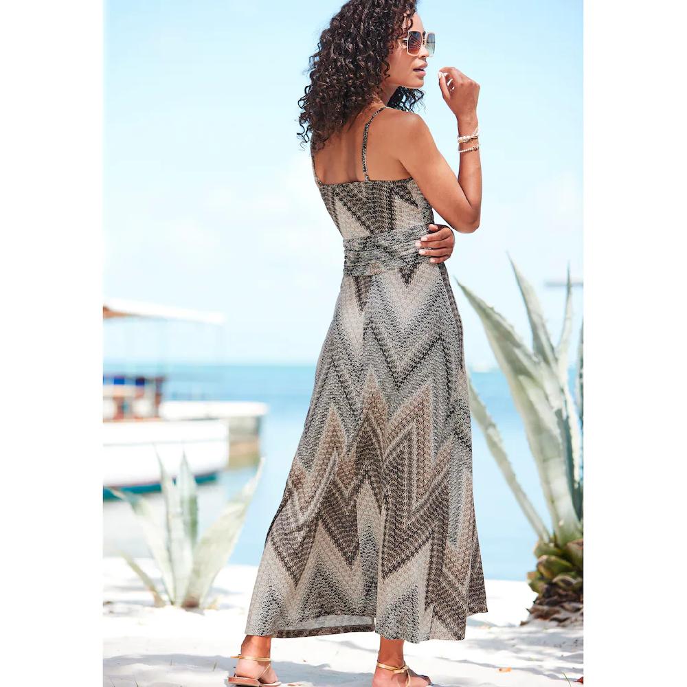LASCANA Midikleid Mit Raffung In Der Taille Und Schlitz Sommerkleid Strandkleid
