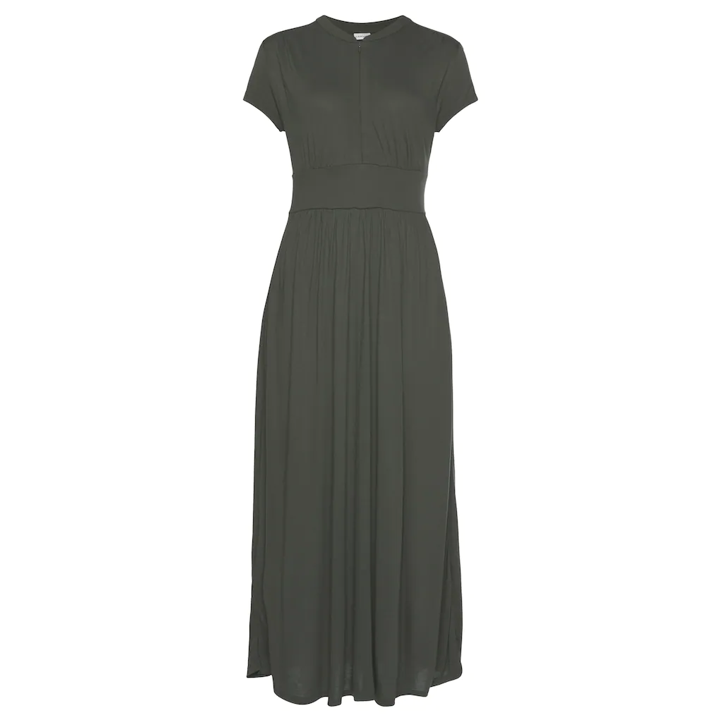 LASCANA Midikleid Mit Reißverschluss Am Ausschnitt Figurbetont Sportlich-elegant