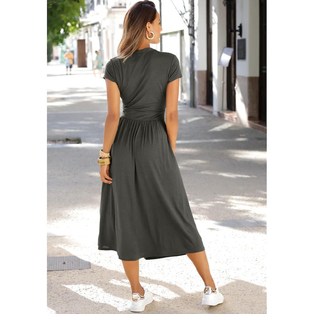 LASCANA Midikleid Mit Reißverschluss Am Ausschnitt Figurbetont Sportlich-elegant