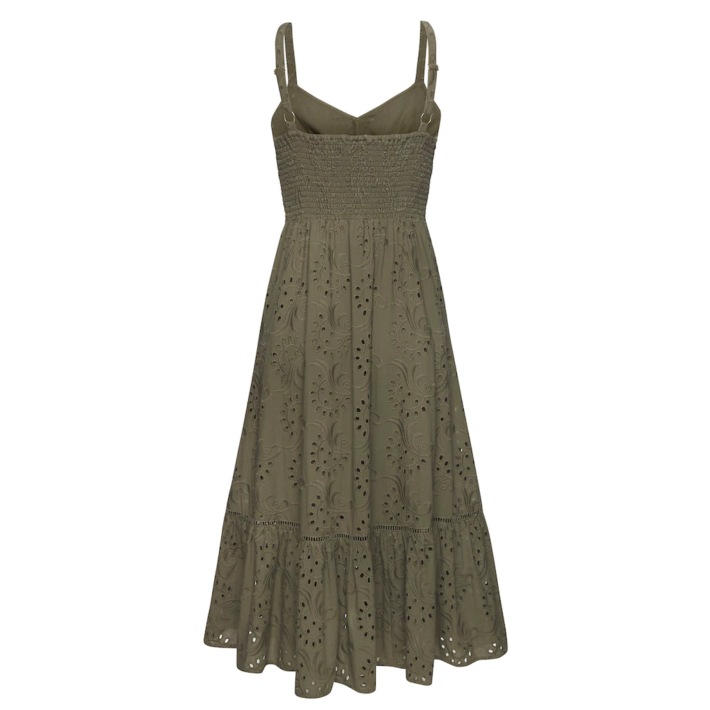 LASCANA Midikleid Mit Sommerlicher Lochstickerei