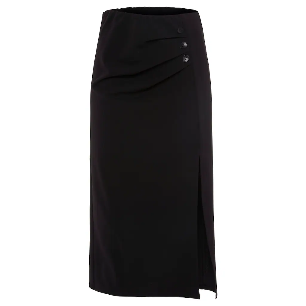 LASCANA Midirock Mit Zierknöpfen Und Hohem Schlitz Casual-chic Elegant