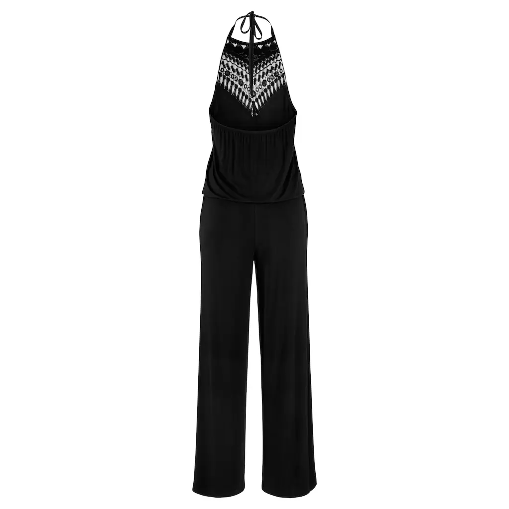 LASCANA Neckholder-Overall Mit Spitzeneinsatz Am Ausschnitt Sommerlicher Jumpsuit Mit Taschen