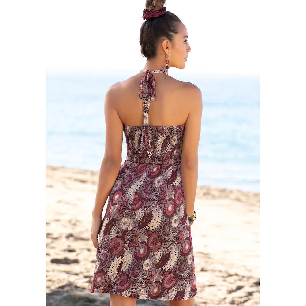 LASCANA Neckholderkleid Mit Alloverprint Und V-Ausschnitt Sommerkleid Strandkleid
