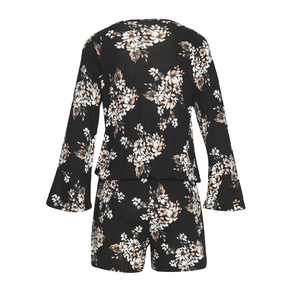 LASCANA Overall Mit Volant Am 3/4-Arm Kurzer Jumpsuit Mit Blumenprint