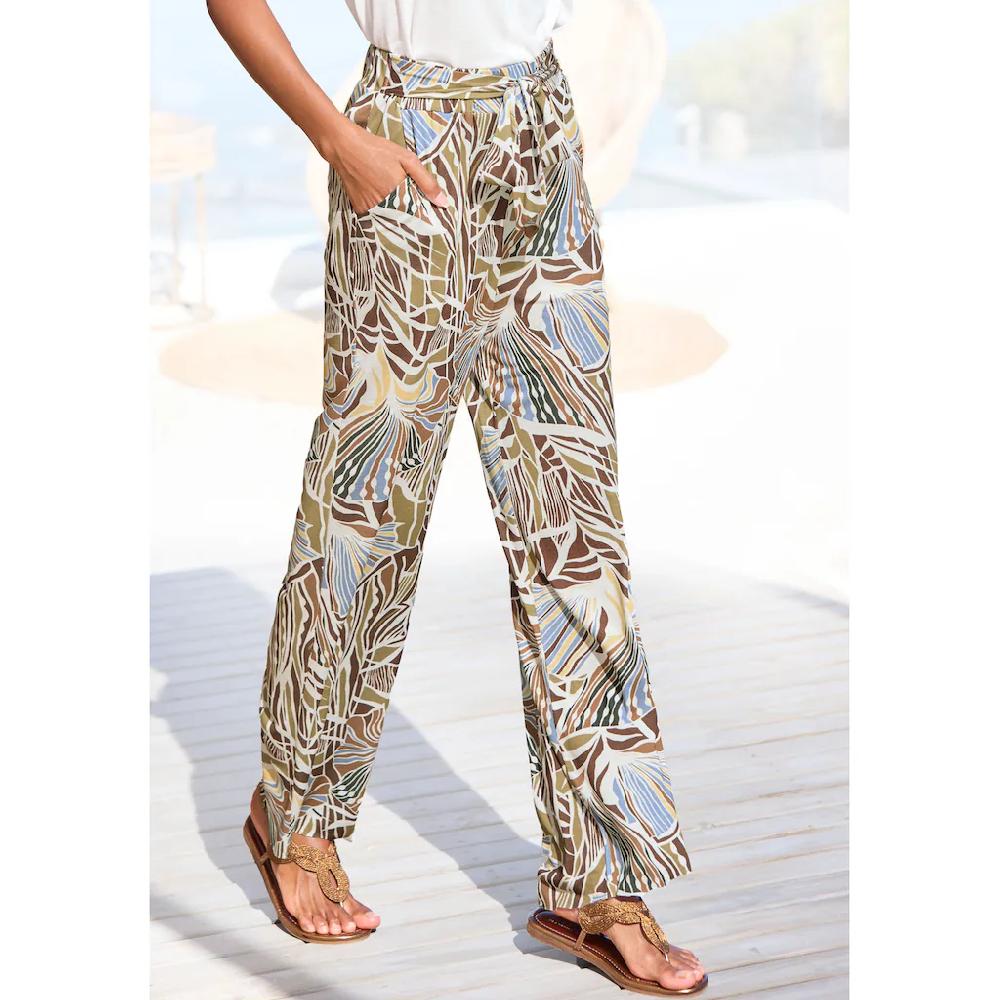 LASCANA Palazzohose aus Viskosejersey Sommerhose mit Alloverprint und Taschen
