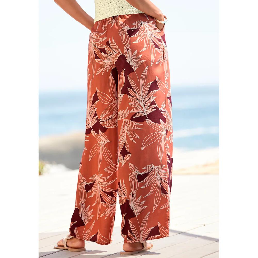 LASCANA Palazzohose Mit Alloverprint Und Taschen Wide-Leg Stoffhose