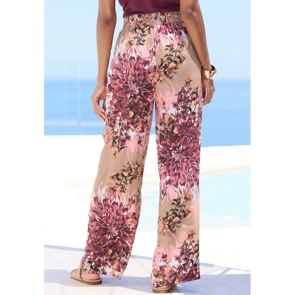 LASCANA Palazzohose Mit Bindegürtel Und Alloverdruck Stoffhose Mit Taschen