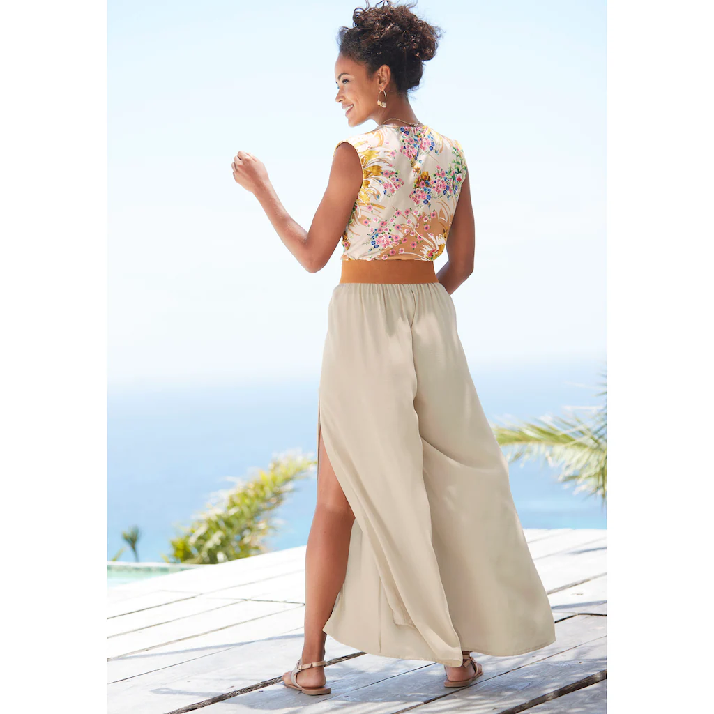 LASCANA Palazzohose Mit Weitem Bein Und Schlitz Stoffhose Lockere Passform