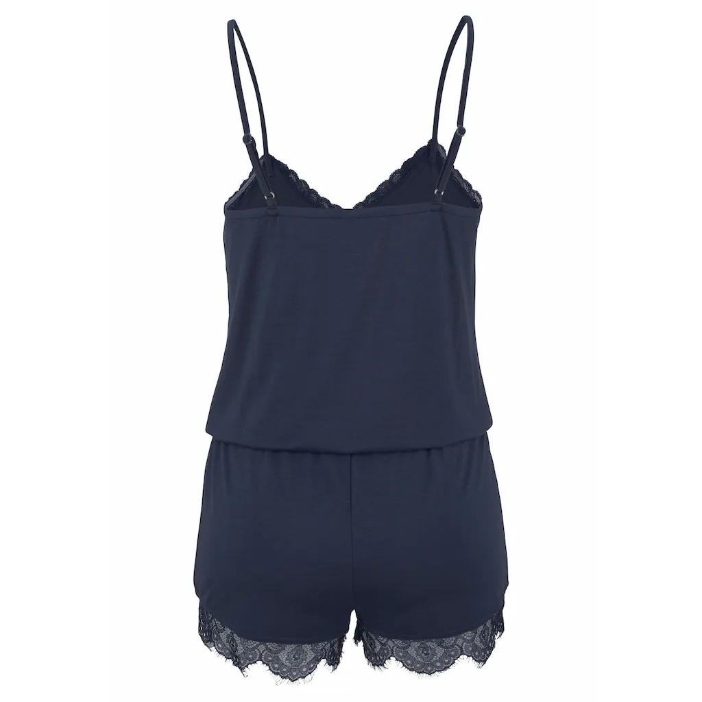 LASCANA Playsuit Mit Spitzensaum