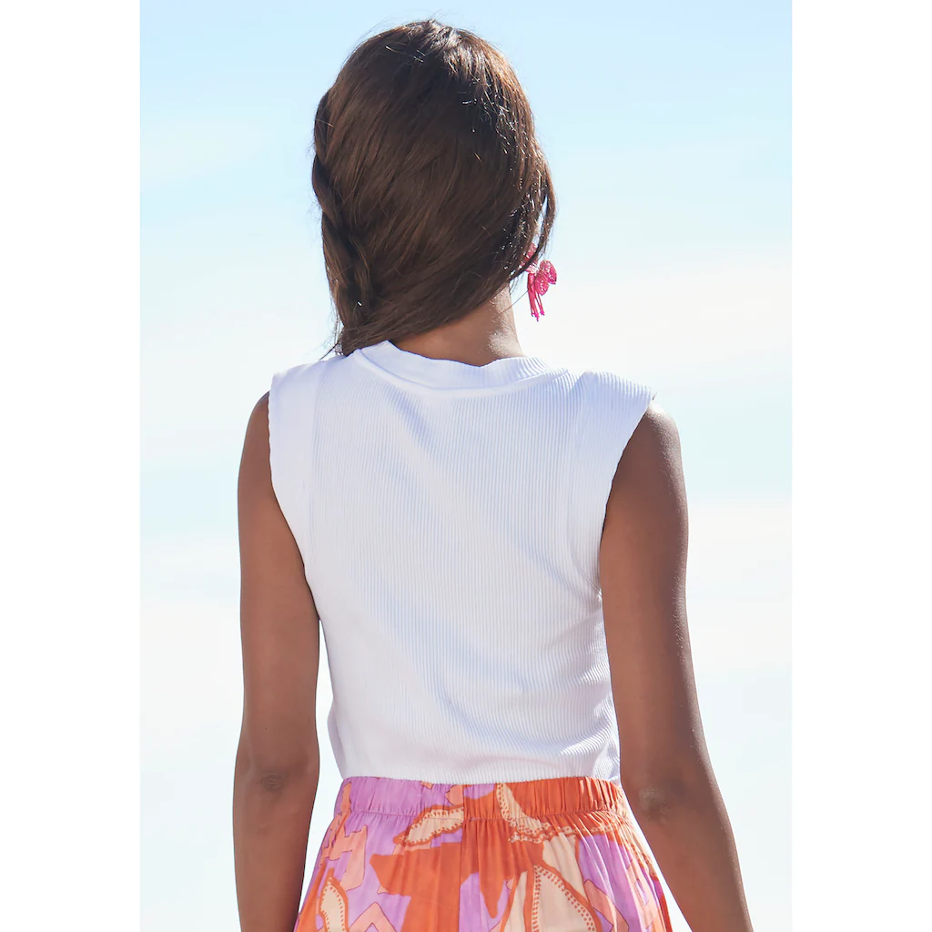 LASCANA Ripptanktop Mit Breiten Trägern Figurbetonte Passform