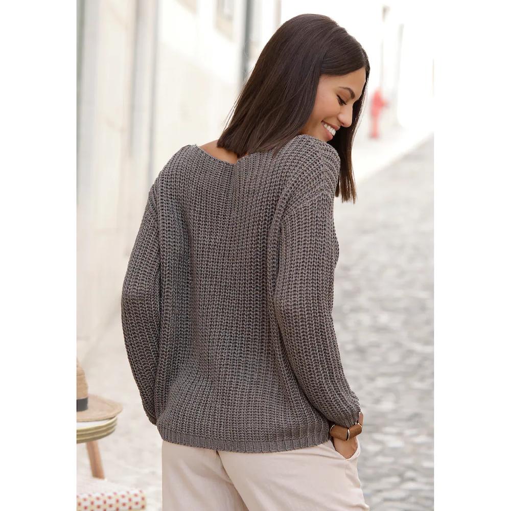 LASCANA Rundhalspullover Aus Weichem Grobstrick Lockerer Strickpullover Damenpullover