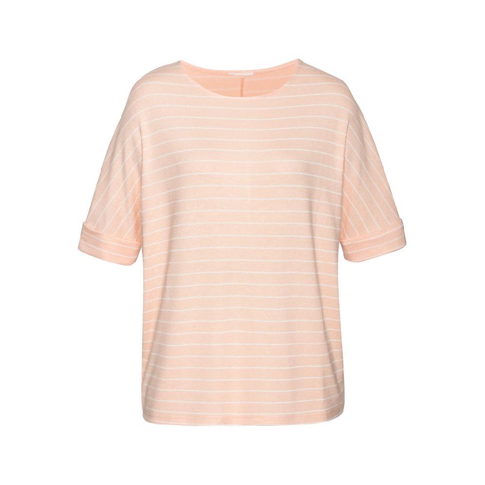 LASCANA Rundhalsshirt »mit Breitem Ärmelumschlag« Aus Weichem Viskose-Feinstrick