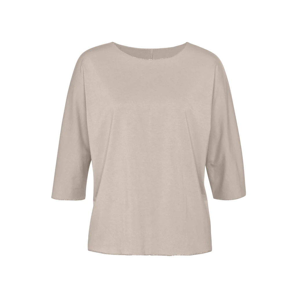 LASCANA Rundhalsshirt »mit Eleganten Glitzerabschlüssen« Aus Pflegeleichter Qualität