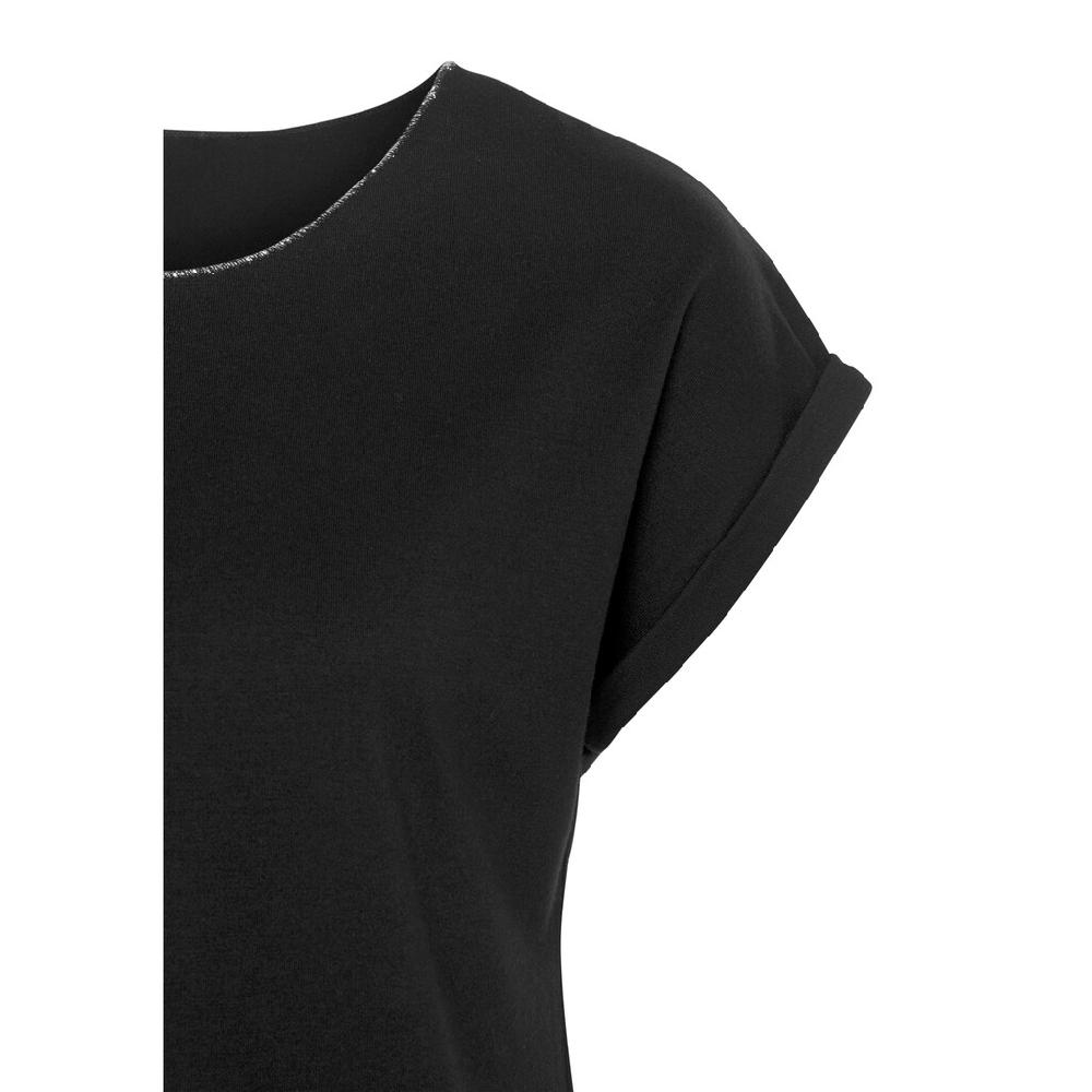 LASCANA Rundhalsshirt »mit Eleganten Glitzerabschlüssen« Aus Pflegeleichter Qualität