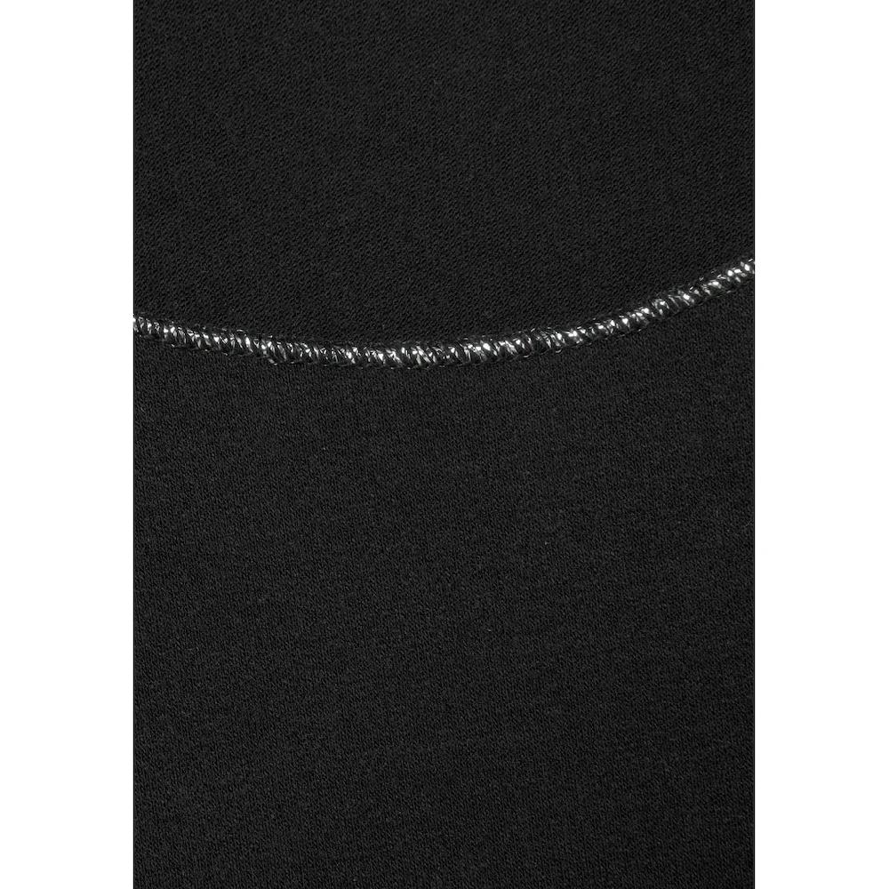 LASCANA Rundhalsshirt »mit Eleganten Glitzerabschlüssen« Aus Pflegeleichter Qualität