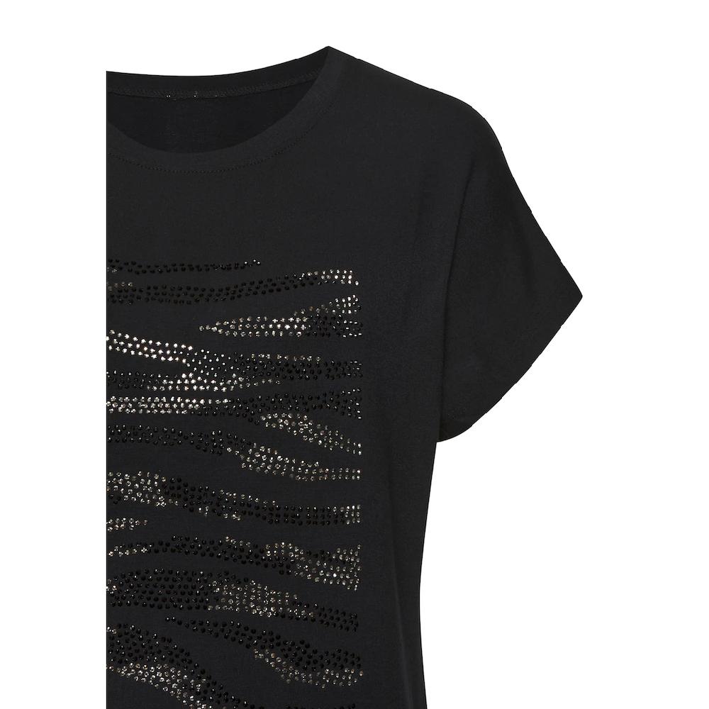 LASCANA Rundhalsshirt »mit Strass-Dessin« Aus Hochwertiger French Terry-Qualität Aus Viskose Für Kaufen