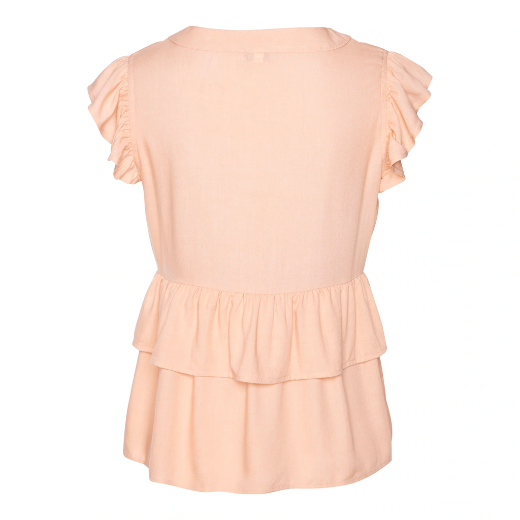 LASCANA Rüschenbluse Mit Kurzen Ärmeln Sommerliche Bluse Mit Knopfleiste Und Volant