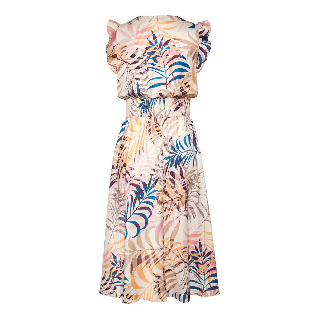 LASCANA Satinkleid Mit Alloverdruck Und Kurzen Ärmeln Sommerkleid