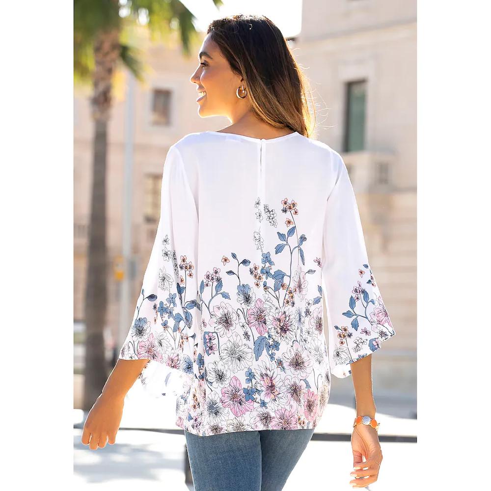 LASCANA Schlupfbluse Mit Blumenprint Und Trompetenärmeln Blusenshirt Sommerlich