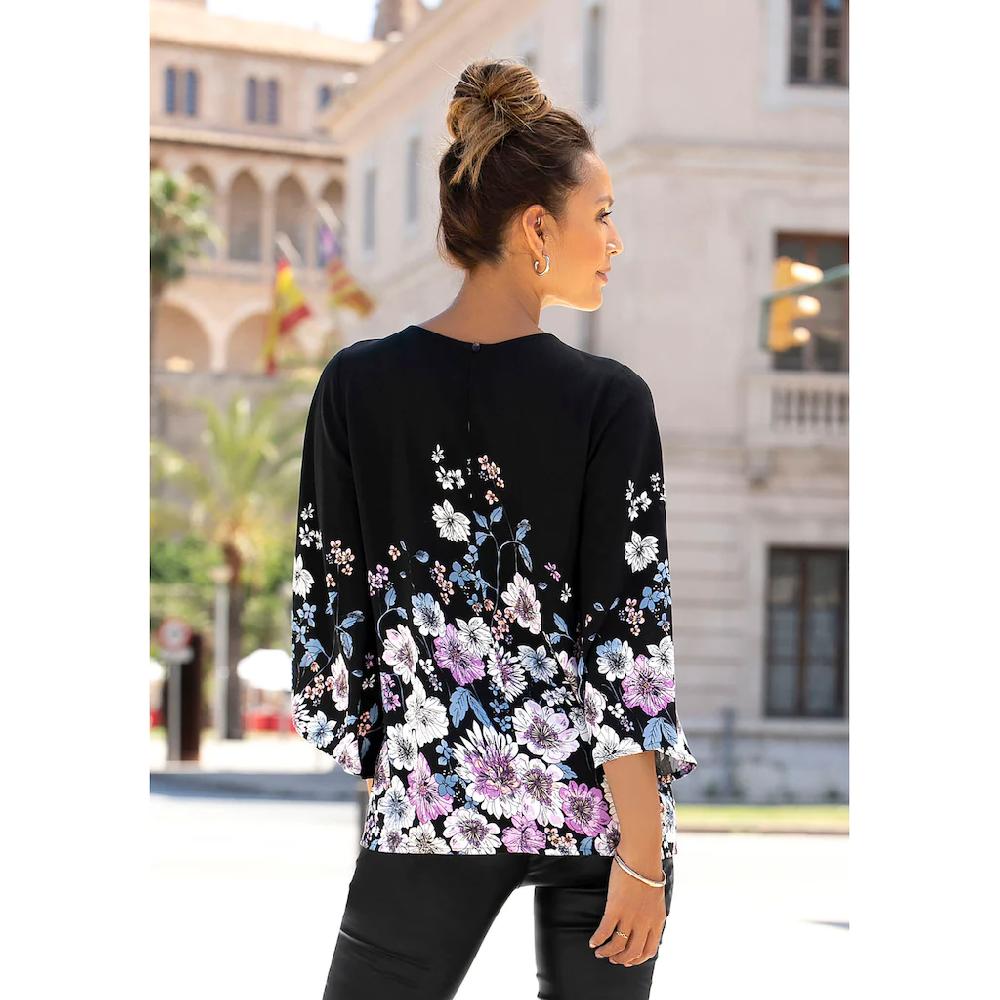 LASCANA Schlupfbluse Mit Blumenprint Und Trompetenärmeln Blusenshirt Casual