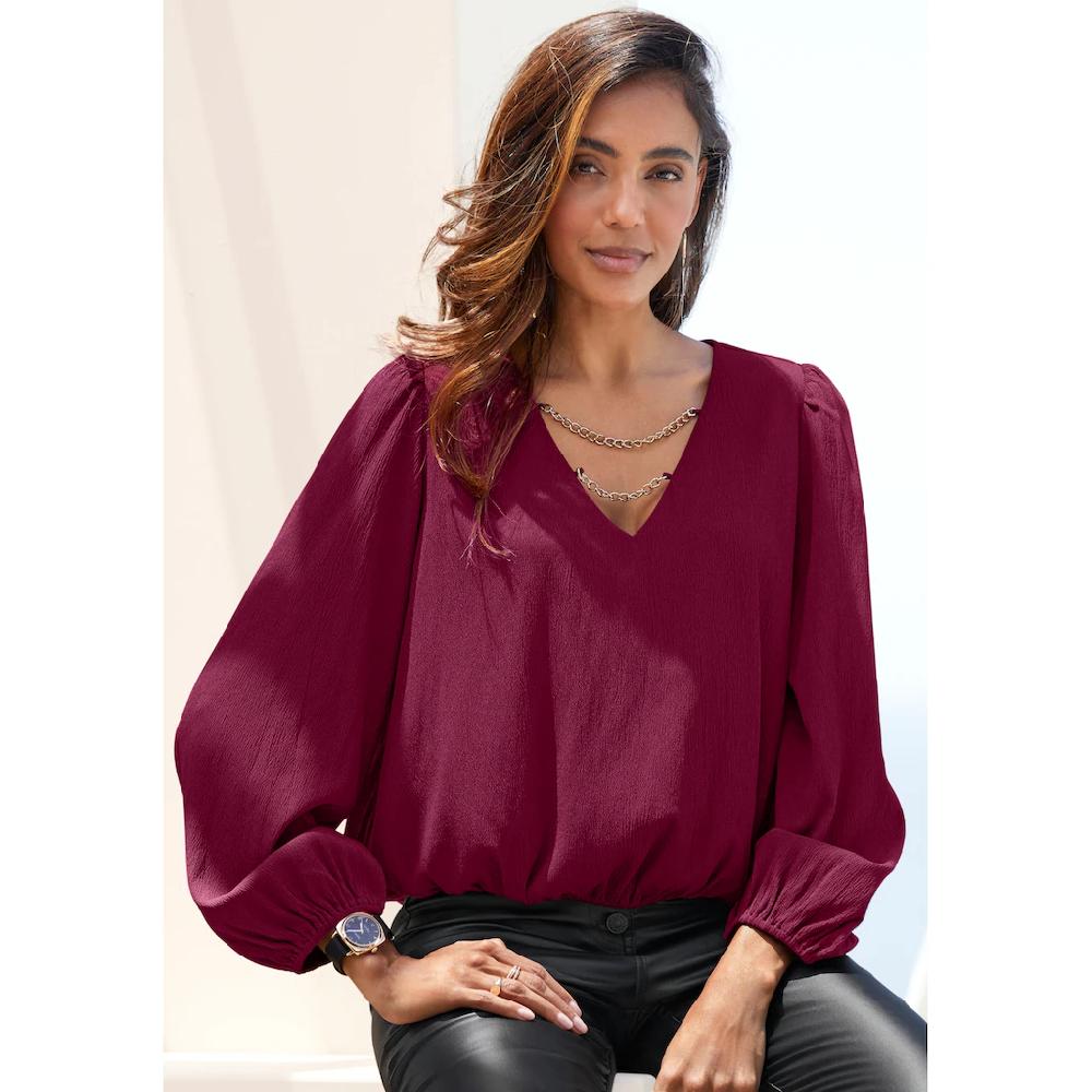 LASCANA Schlupfbluse mit Kettendetails elegante Damenbluse modisch festlich