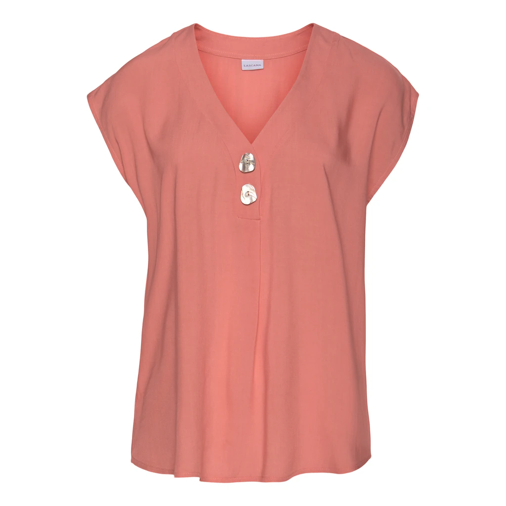 LASCANA Schlupfbluse Mit Modischen Knöpfen Luftige Kurzarmbluse Sommerlich