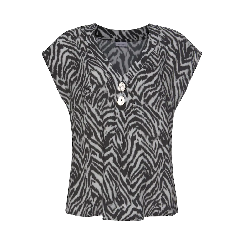 LASCANA Schlupfbluse Mit Zebraprint Und Modischen Knöpfen Kurzarmbluse Sommerlich
