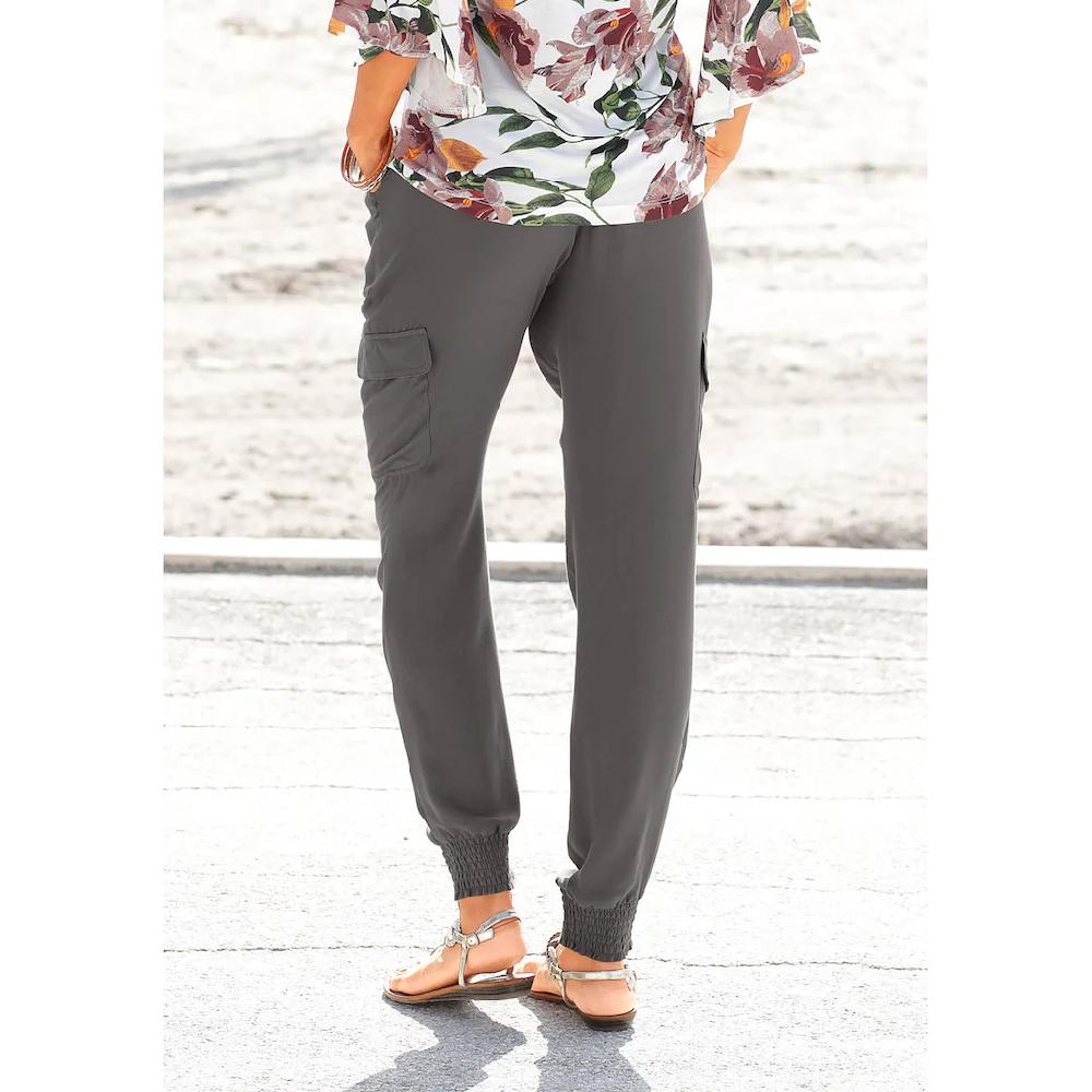 LASCANA Schlupfhose Aus Gewebter Viskose Mit Taschen Stoffhose Cargohose
