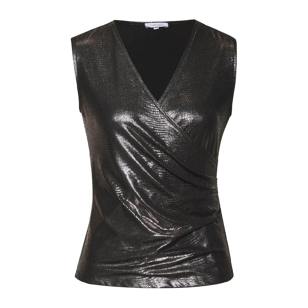 LASCANA Shirttop Mit Glänzendem Print Wickeloptik Party Festlich