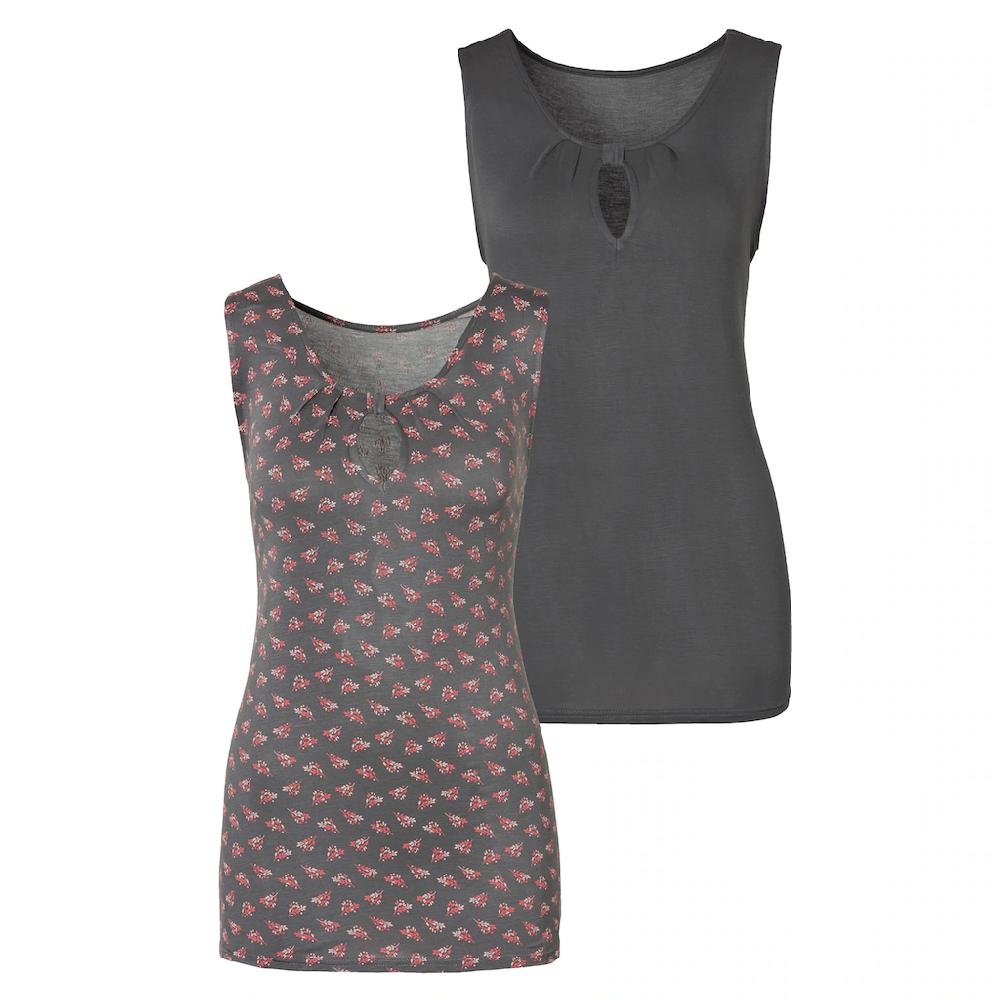 LASCANA Shirttop »mit kleinem Cut-Out am Ausschnitt« (2er-Pack) aus weichem Viskose-Stretch