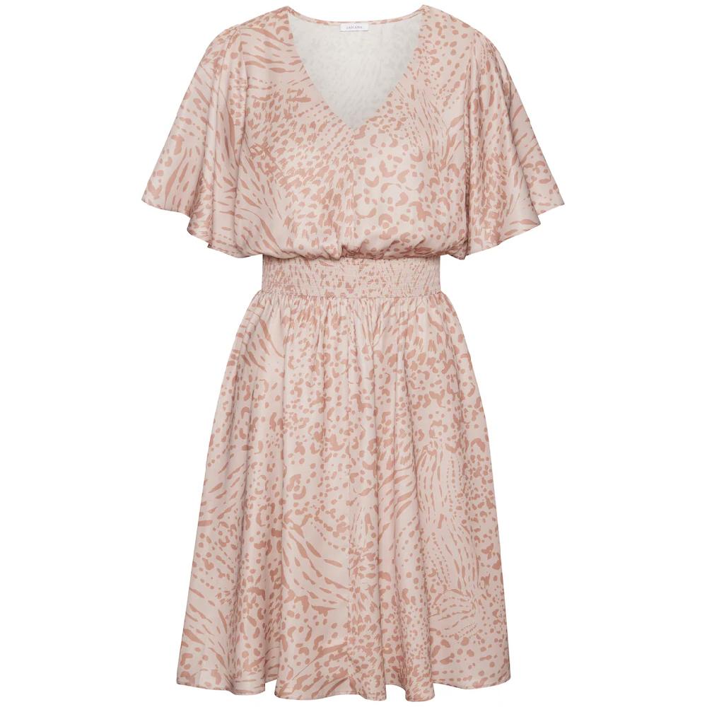 LASCANA Sommerkleid Mit Animalprint Und Fledermausärmeln Satinoptik Elastisch