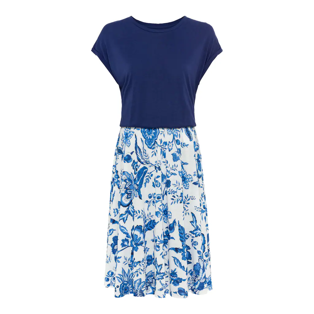 LASCANA Sommerkleid mit bedrucktem Rock T-Shirtkleid Strandkleid