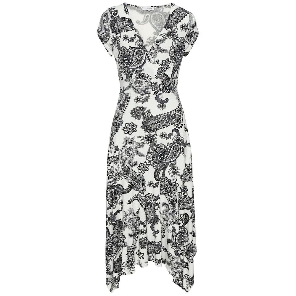 LASCANA Sommerkleid Mit Zipfelsaum Und Schleife In Der Taille Strandkleid Paisley-Muster