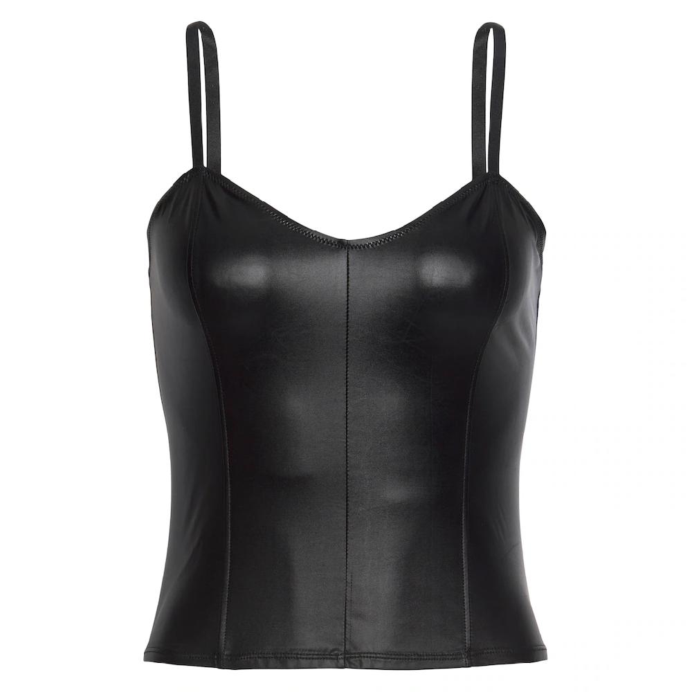 LASCANA Spaghettitop Aus Leicht Glänzender Stretchware Damentop Aus Lederimitat