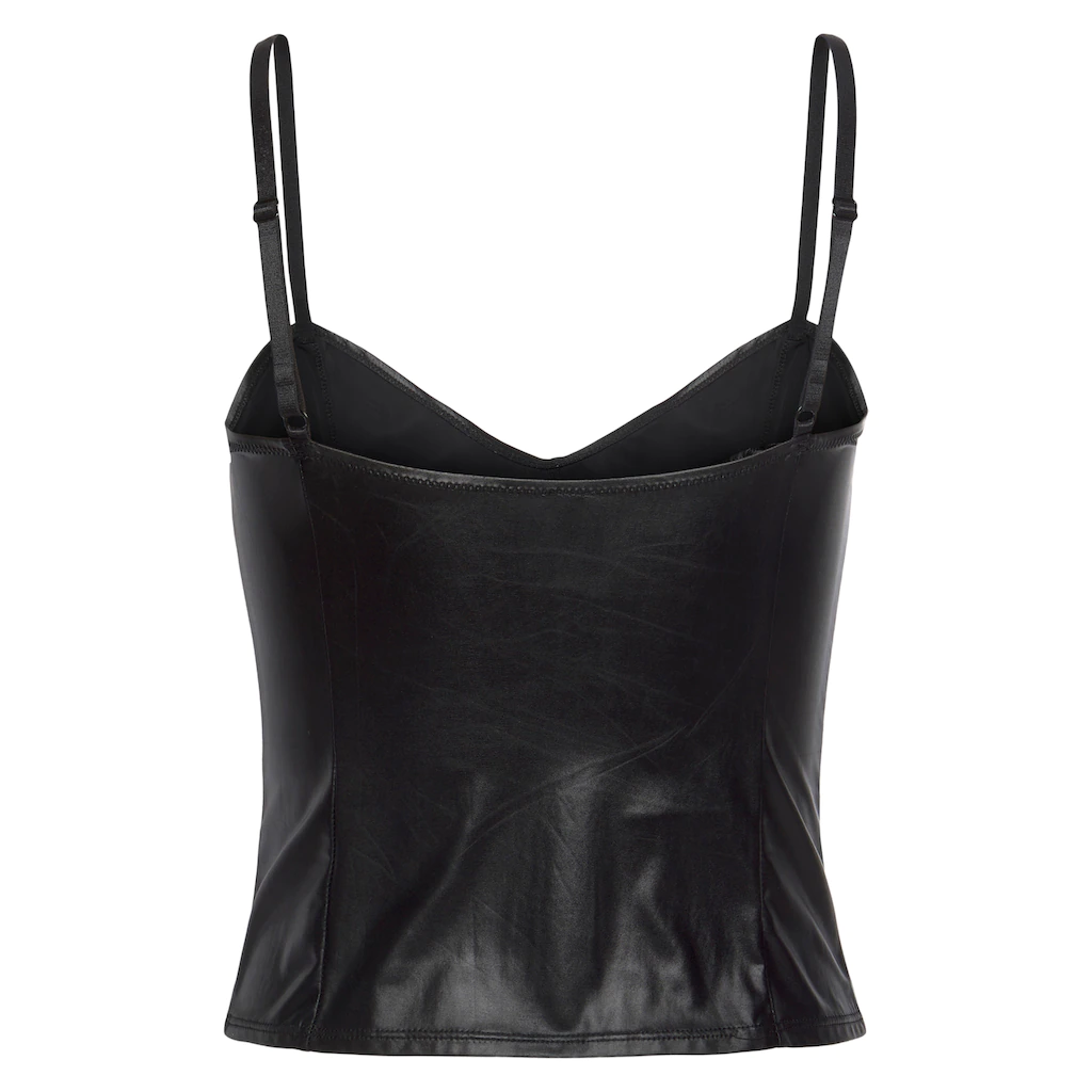 LASCANA Spaghettitop Aus Leicht Glänzender Stretchware Damentop Aus Lederimitat
