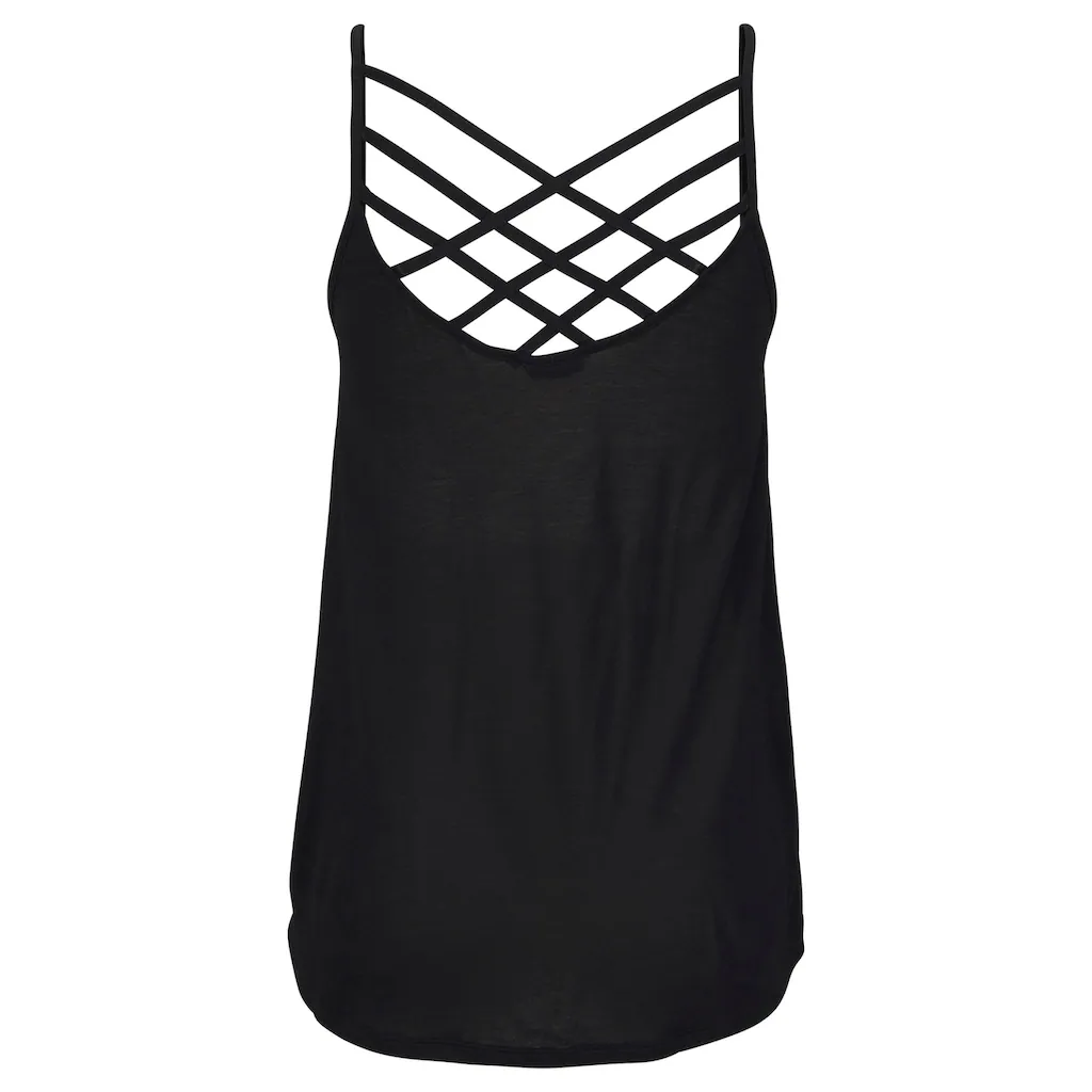 LASCANA Spaghettitop Mit Gekreuzten Bändern Sommertop Mit Besonderem Rücken