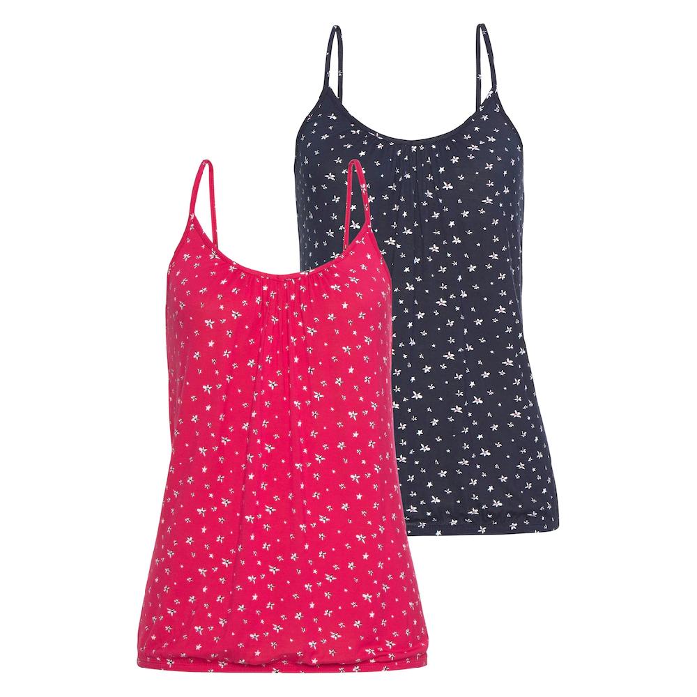 LASCANA Spaghettitop »mit Raffung am Ausschnitt« (2er-Pack) aus weichem Viskose-Stretch