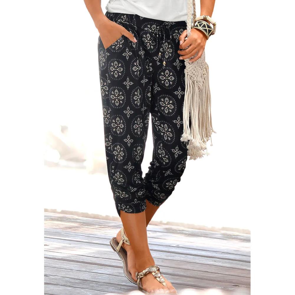 LASCANA Strandcapri mit Alloverdruck und Taschen 3/4-Hose Caprihose elastisch