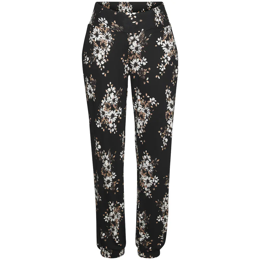 LASCANA Strandhose Mit Dezentem Blumendruck Lockere Jerseyhose Sommerhose
