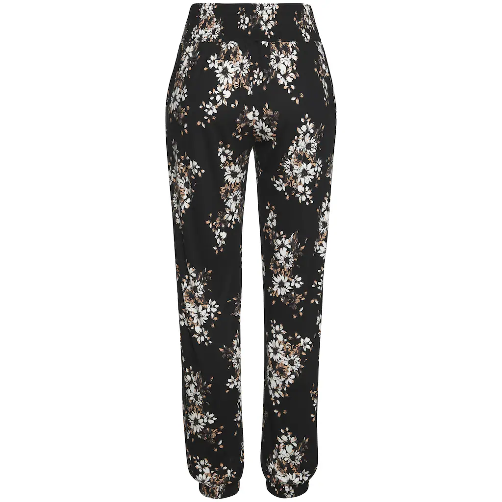 LASCANA Strandhose Mit Dezentem Blumendruck Lockere Jerseyhose Sommerhose