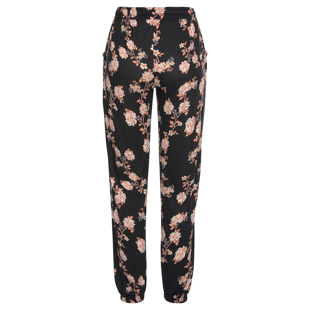 LASCANA Strandhose Mit Floralem Alloverdruck Und Taschen Elastisch Lockere Passform